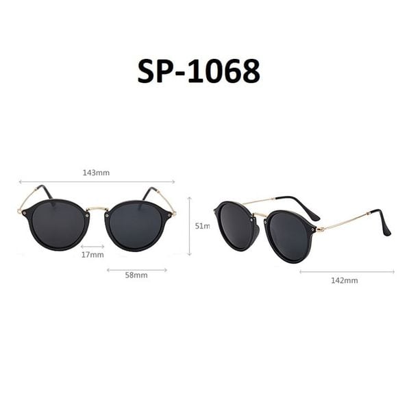  Mắt kính nữ thời trang, kính râm nam tròn gọng kính nhựa UV400 Jaliver Young SP - 1068 