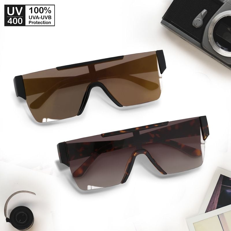 Mắt kính mát nam nữ vuông gọng kính nhựa không vành thời trang UV400 Jaliver Young SP - 1098