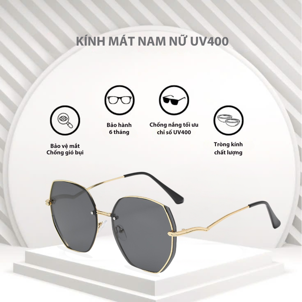 Mắt kính mát nữ đa giác gọng kính kim loại UV400 Jaliver Young SM – 6347