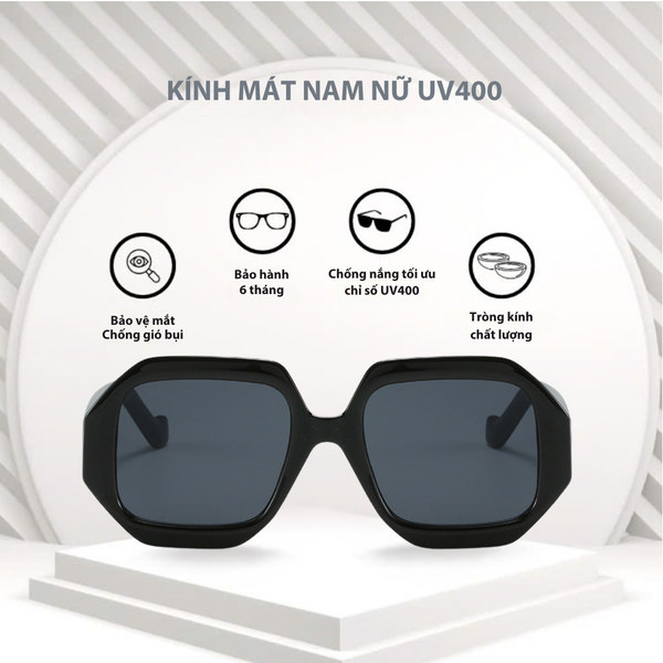  Kính thời trang nam đa giác, kính râm nữ gọng kính nhựa UV400 Jaliver Young SP - 2169 