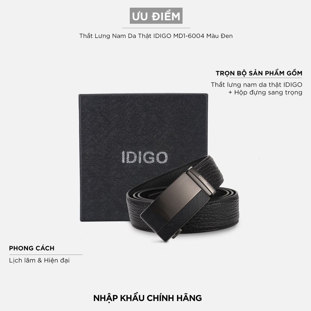 Thắt Lưng Nam Da Thật IDIGO MD1 - 6004 Màu Đen