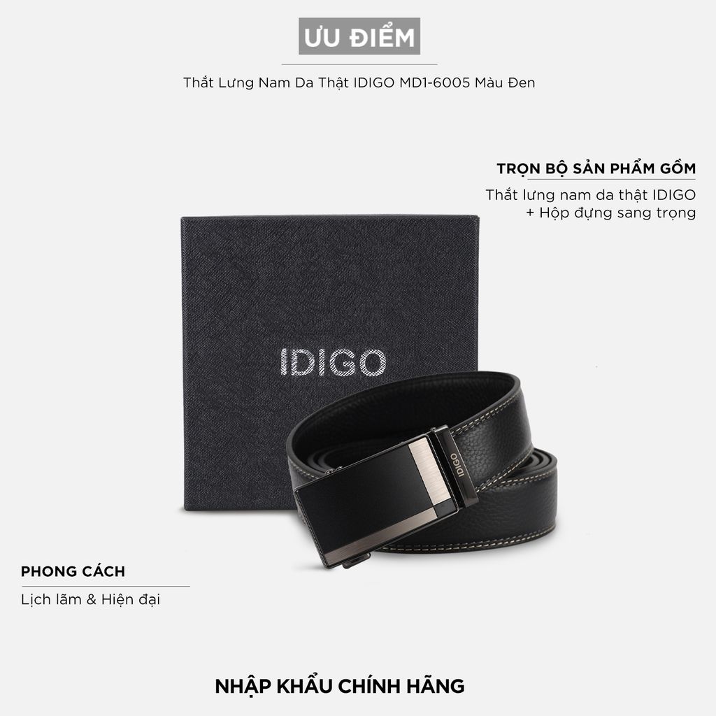 Thắt Lưng Nam Da Thật IDIGO MD1 - 6005 Màu Đen