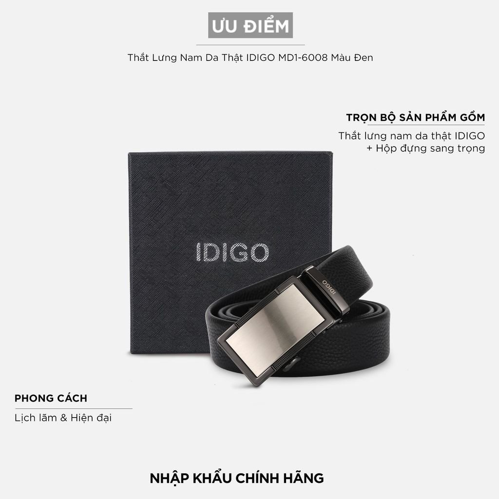 Thắt Lưng Nam Da Thật IDIGO MD1 - 6008 Màu Đen