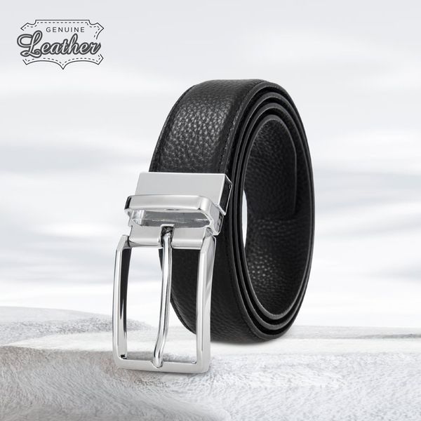  Thắt Lưng Nam Da Thật IDIGO MD1 - 4033 Màu Đen Mặt Bạc 