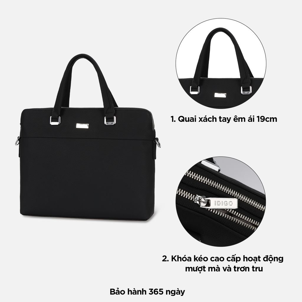 Túi xách da bò công sở đựng laptop 14inch, túi da đeo chéo nam nữ đựng tài liệu A4 IDIGO MB1 - 20000
