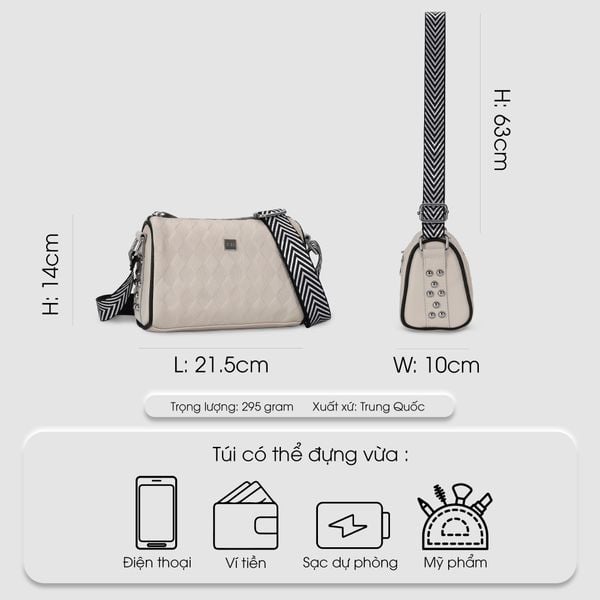 Túi đeo vai đi làm, túi đeo chéo nữ phom mềm, họa tiết nổi da bò thật IDIGO FB1 - 5062 hình đại diện