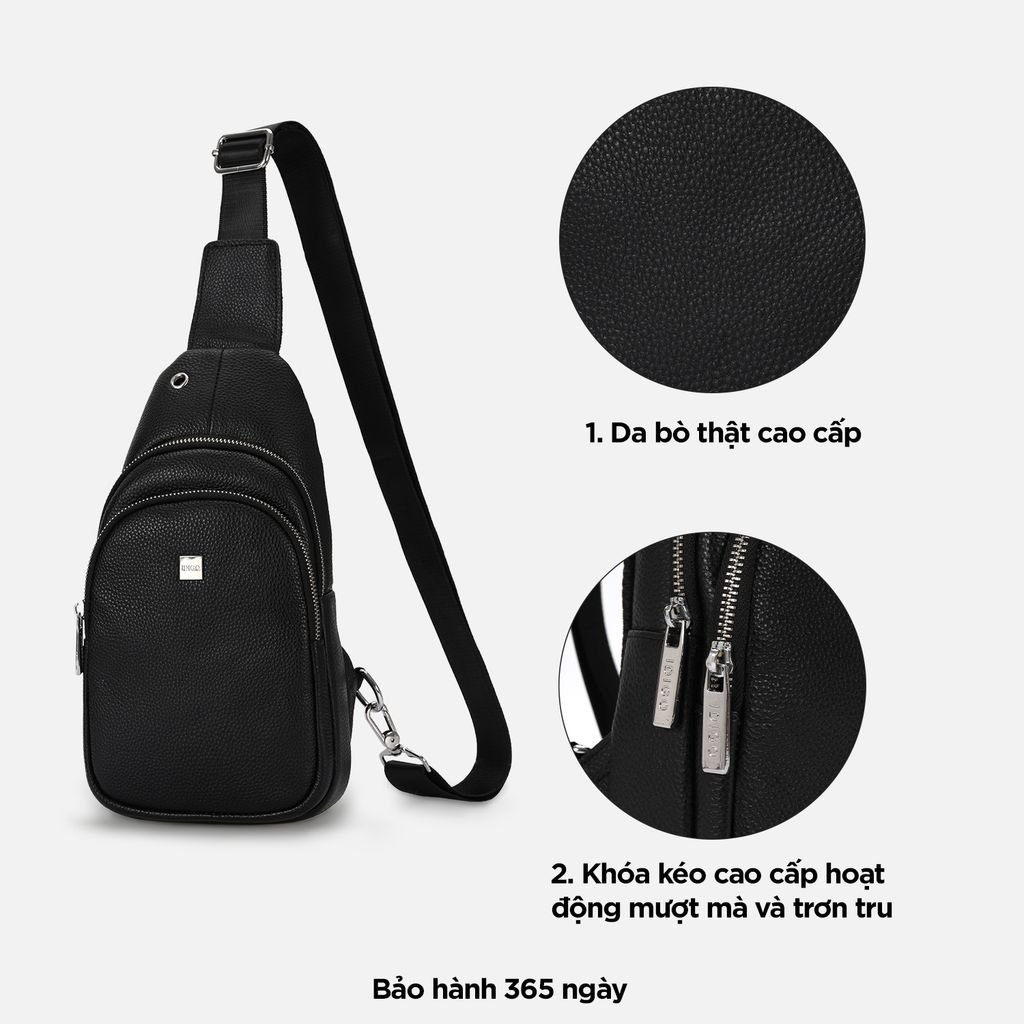 Túi đeo chéo trước ngực nam, túi điện thoại da bò thật IDIGO MB1 - 6028