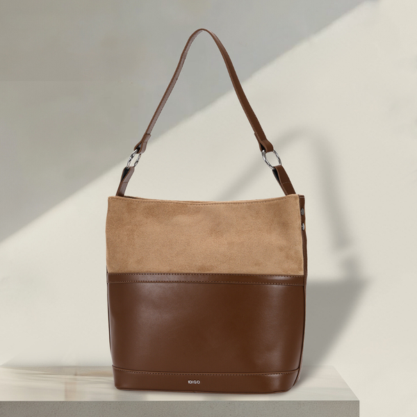 Túi đeo vai đi chơi, túi xách công sở nữ đeo chéo phom đứng, phối nhung IDIGO FB2 - 5060