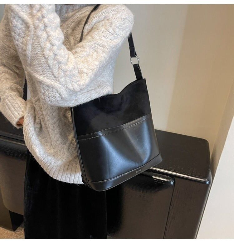 Túi đựng tài liệu A5 IDIGO FB2 - 5060, túi xách nữ công sở phom đứng phối nhung mềm mại