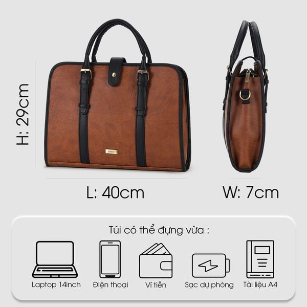 Túi đựng laptop 14 inch đeo vai, túi xách công sở nam nữ ngăn rộng đựng tài liệu A4 IDIGO UB2 - 6030 1