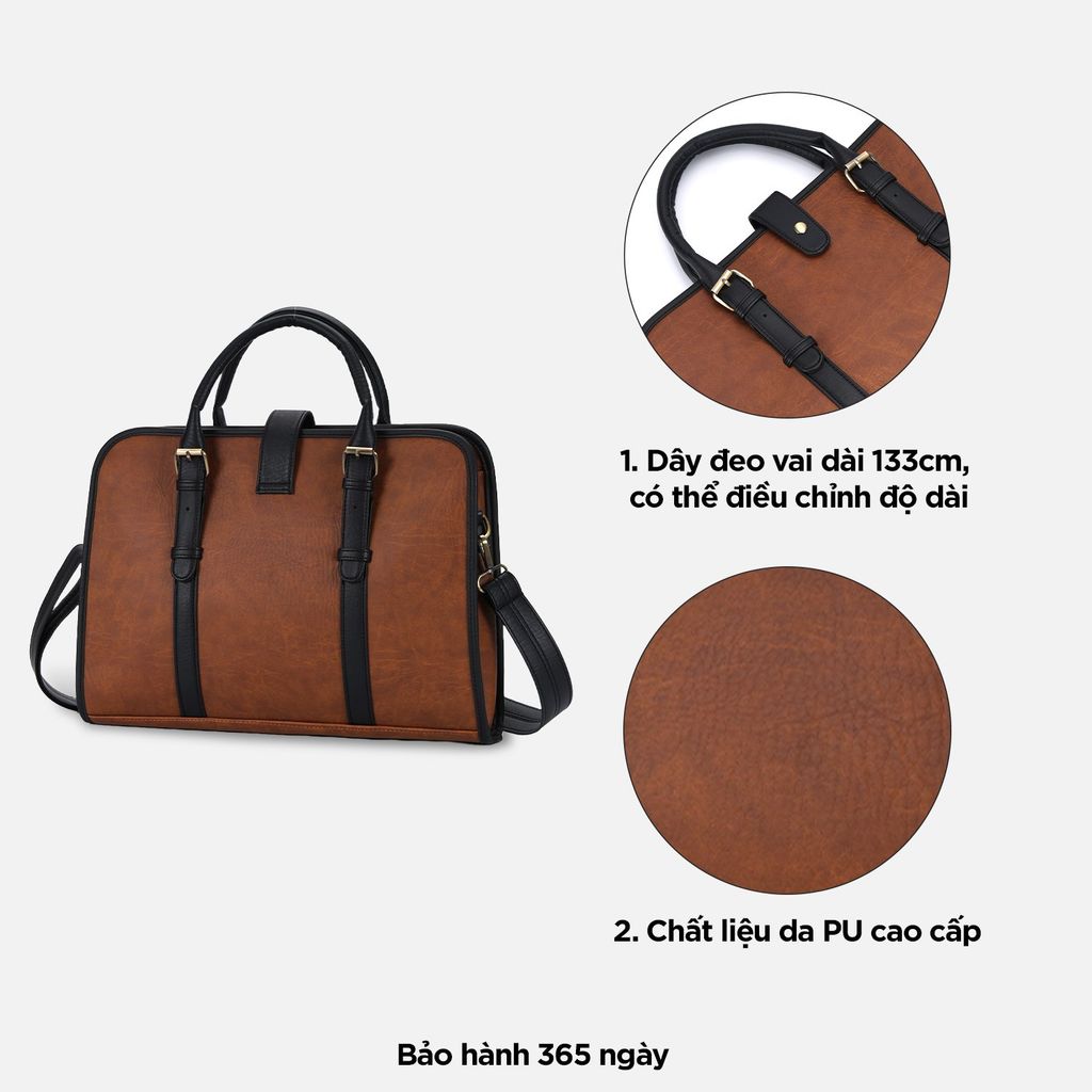 Túi đựng laptop 14 inch đeo vai, túi xách công sở nam nữ ngăn rộng đựng tài liệu A4 IDIGO UB2 - 6030
