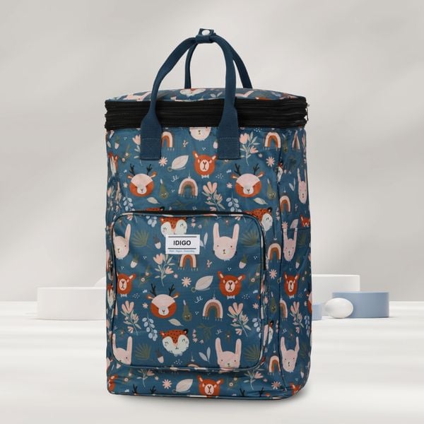 Túi xách tay đa năng đi dã ngoại nhiều ngăn, túi du lịch gấp gọn siêu nhẹ vải oxford chống thấm họa tiết dễ thương IDIGO UF6 - 9001