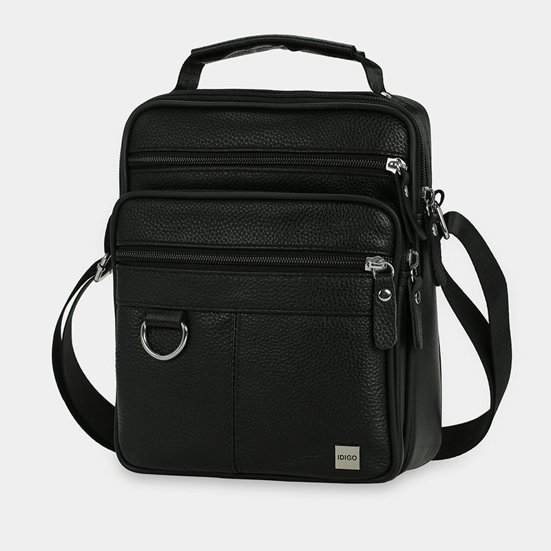 Túi xách công sở nam da thật cao cấp, túi đeo chéo nam đựng IPAD 7.9 inch phối khoen thanh lịch IDIGO MB1 - 6017