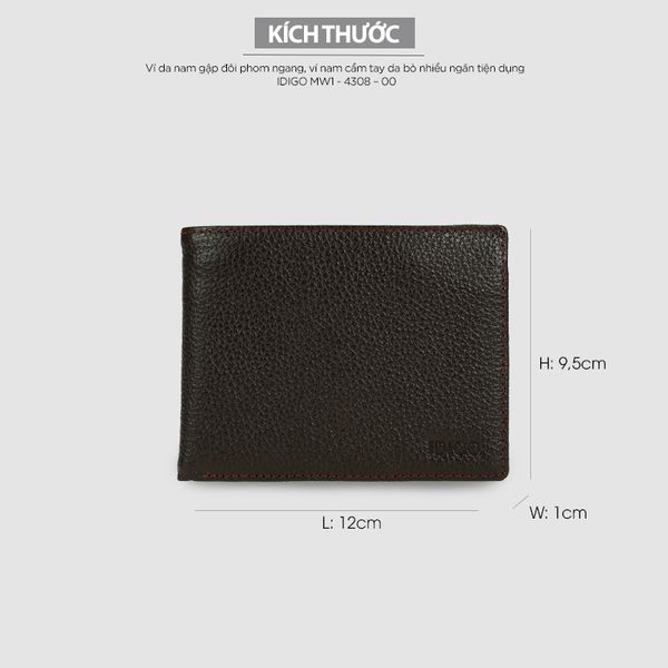 Ví da nam gập đôi phom ngang, ví nam cầm tay da bò nhiều ngăn tiện dụng IDIGO MW1 - 4308 hình đại diện