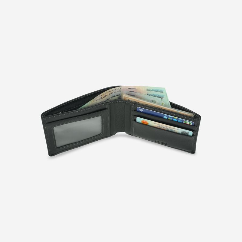 Ví nam da thật cầm tay chữ nhật hoạ tiết đường kẻ IDIGO MW1 - 5025