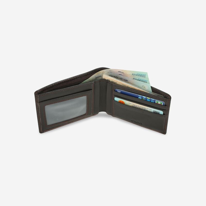 Ví nam da thật cầm tay chữ nhật hoạ tiết đường kẻ IDIGO MW1 - 5025