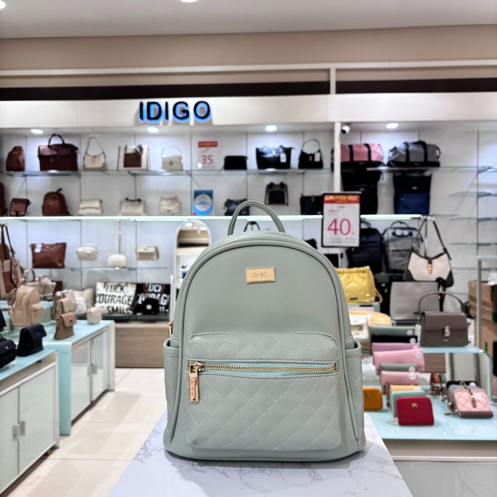 Balo da nữ đi chơi, ba lô công sở họa tiết chần trám ngăn trước IDIGO FBP2 - 4322