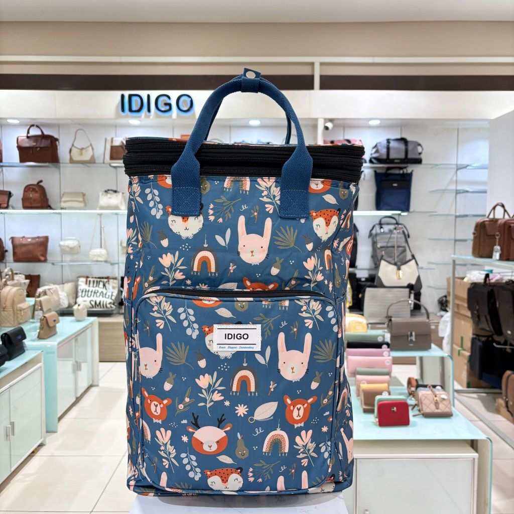 Túi xách tay đa năng đi dã ngoại nhiều ngăn, túi du lịch gấp gọn siêu nhẹ vải oxford chống thấm họa tiết dễ thương IDIGO UF6 - 9001 (không bao gồm chân kéo vali)