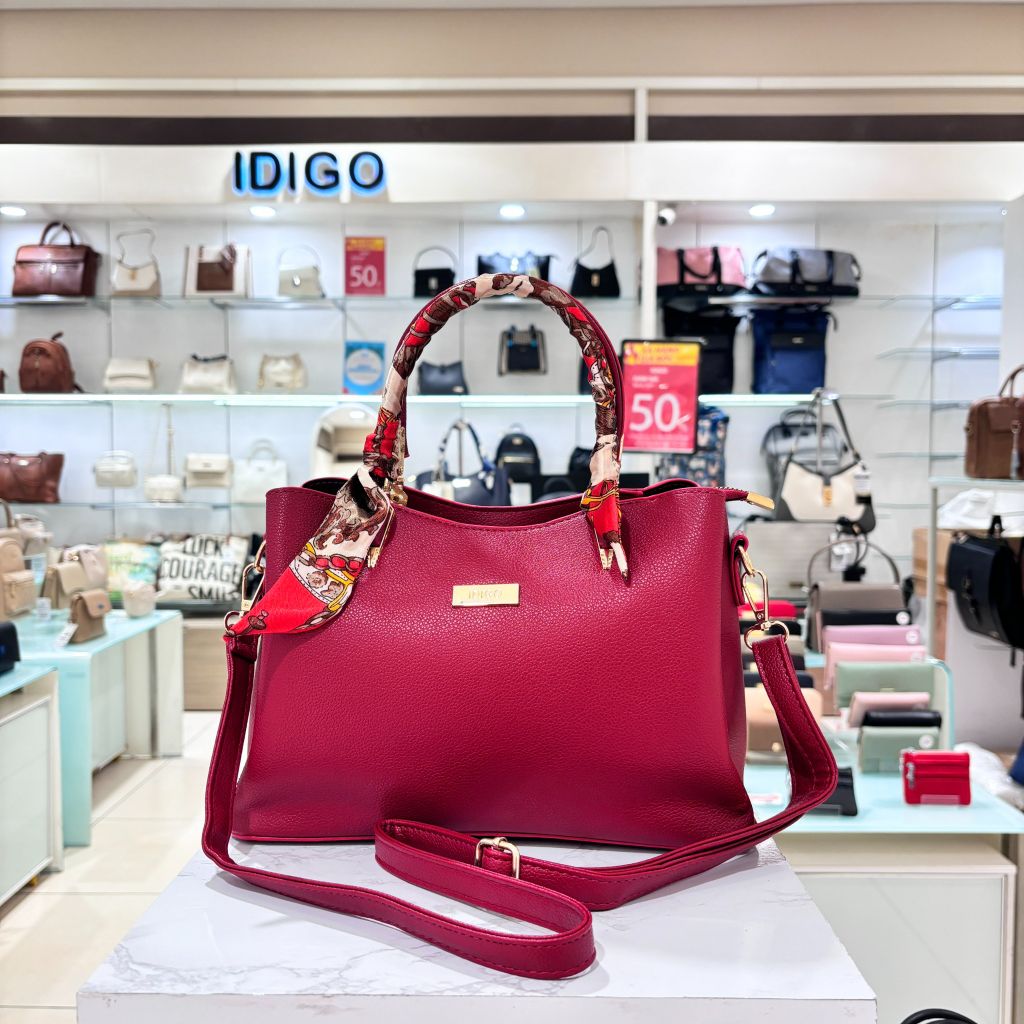 Túi Xách Nữ Công Sở Sang Chảnh IDIGO FB2 - 5055, Túi Đeo Chéo Thời Trang Phối Khăn Lụa Đi Tiệc Cao Cấp