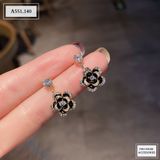  BÔNG TAI HOA HỒNG ĐEN 1 ĐÁ A551 