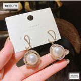  Bông tai hạt ngọc viền đá - BT604 