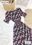  Đầm hoa tầng đuôi cá bo chun eo - D1951 
