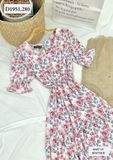  Đầm hoa tầng đuôi cá bo chun eo - D1951 