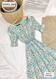  Đầm hoa tầng đuôi cá bo chun eo - D1951 