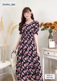  Đầm hoa tầng đuôi cá bo chun eo - D1951 
