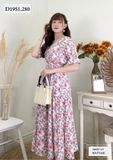  Đầm hoa tầng đuôi cá bo chun eo - D1951 