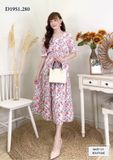 Đầm hoa tầng đuôi cá bo chun eo - D1951 