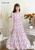  Đầm hoa tầng đuôi cá bo chun eo - D1951 