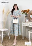  Đầm hoa tầng đuôi cá bo chun eo - D1951 