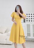  Đầm cổ tim nhún ngực tay phồng dáng xoè - D2370 