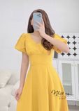 Đầm cổ tim nhún ngực tay phồng dáng xoè - D2370 