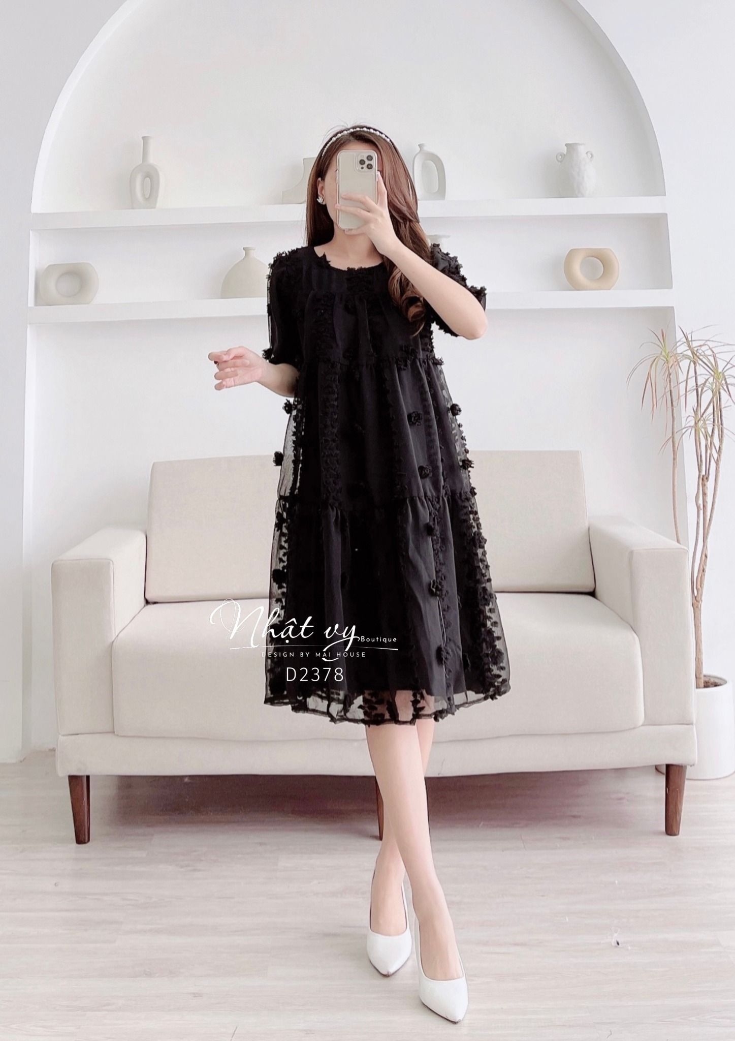  Đầm babydoll tiểu thư dáng xoè - D2378 