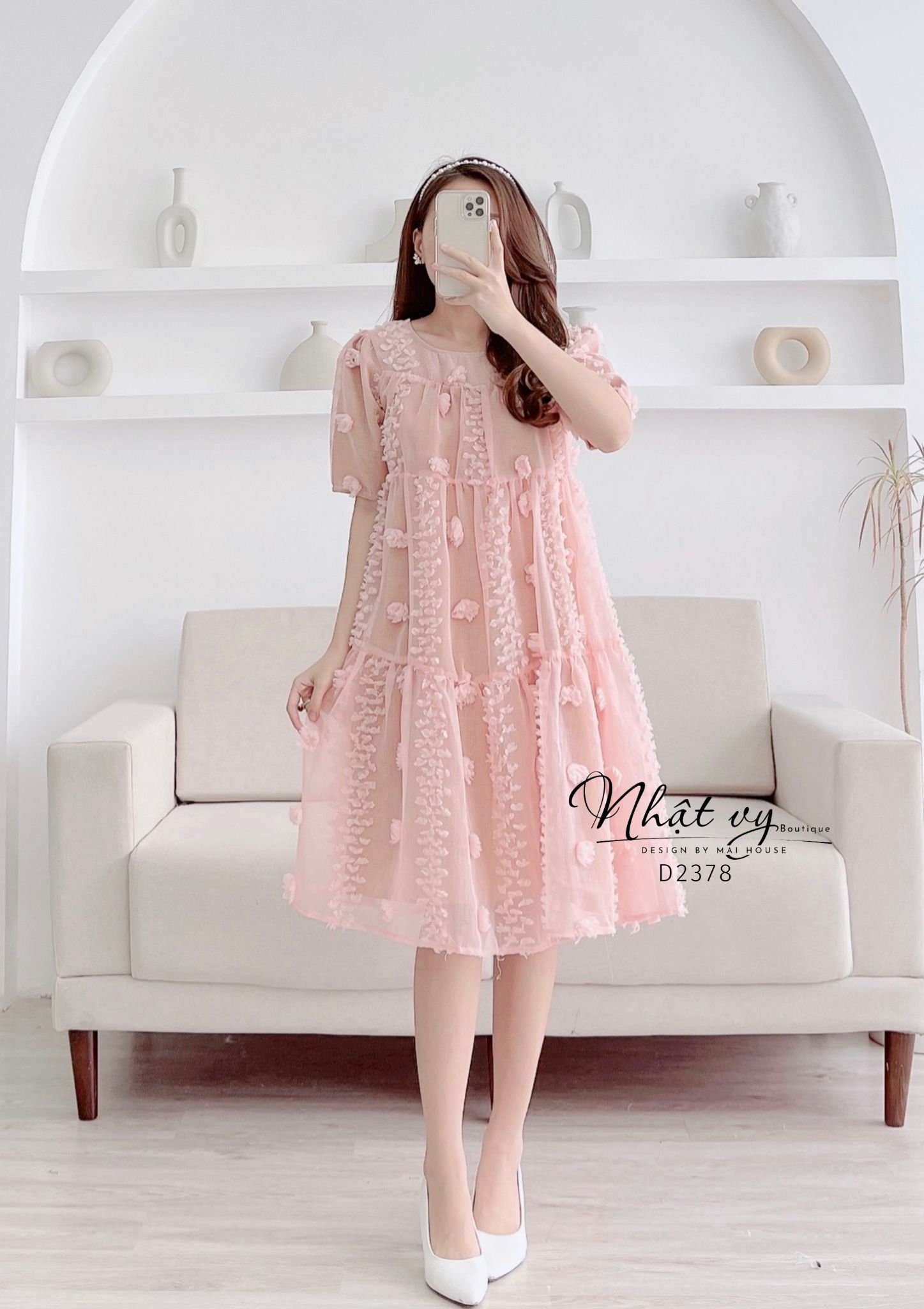  Đầm babydoll tiểu thư dáng xoè - D2378 