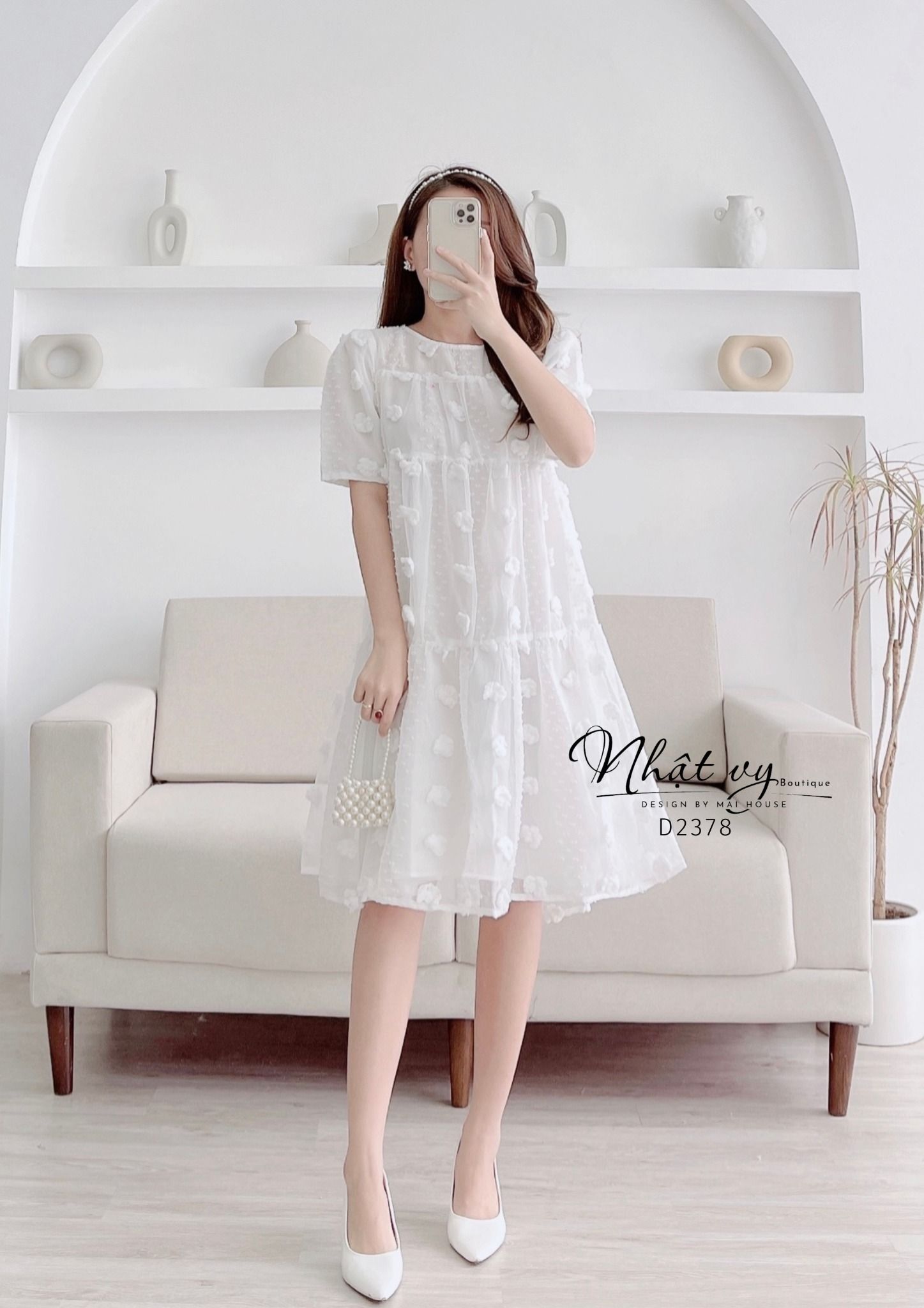  Đầm babydoll tiểu thư dáng xoè - D2378 