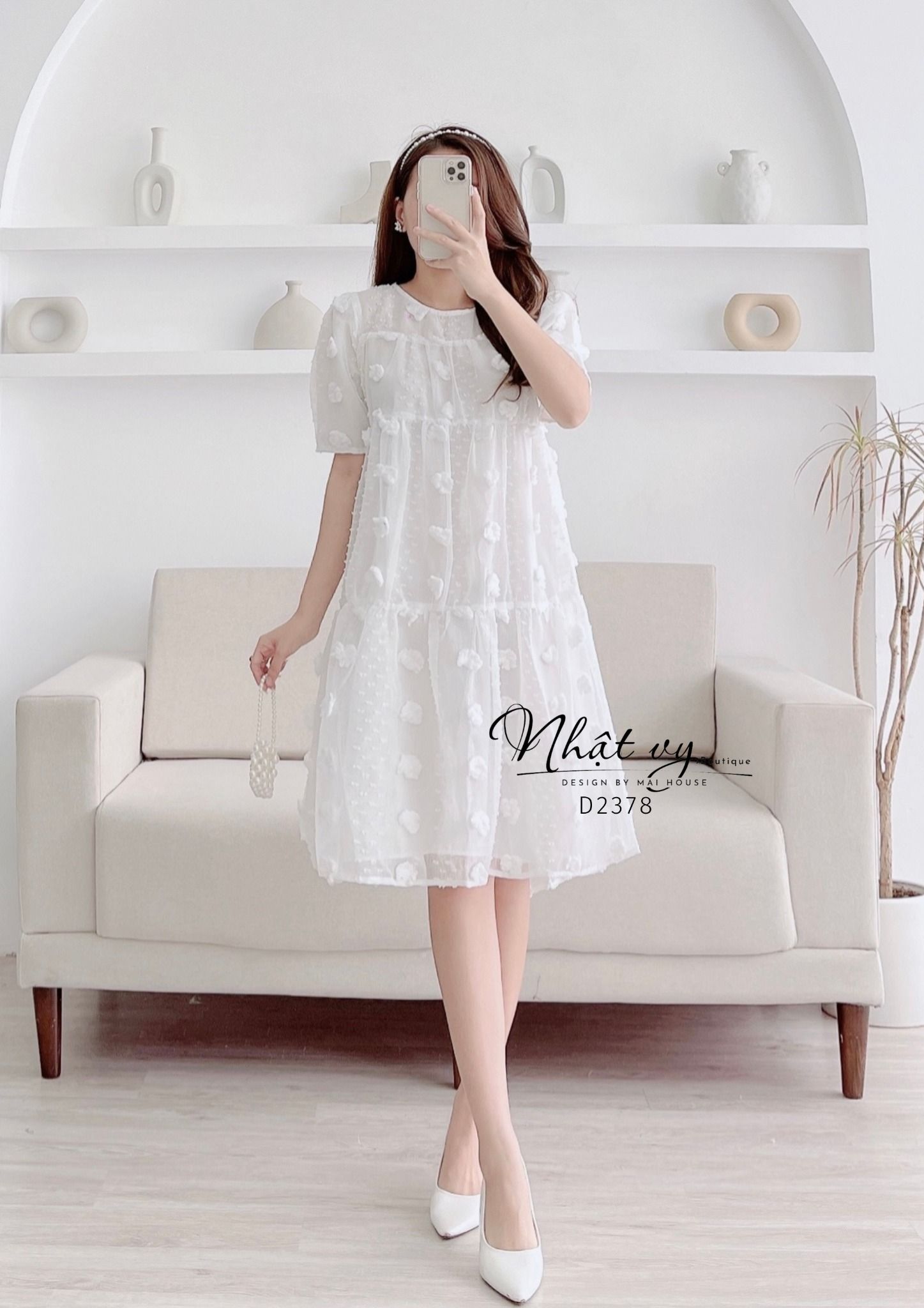  Đầm babydoll tiểu thư dáng xoè - D2378 