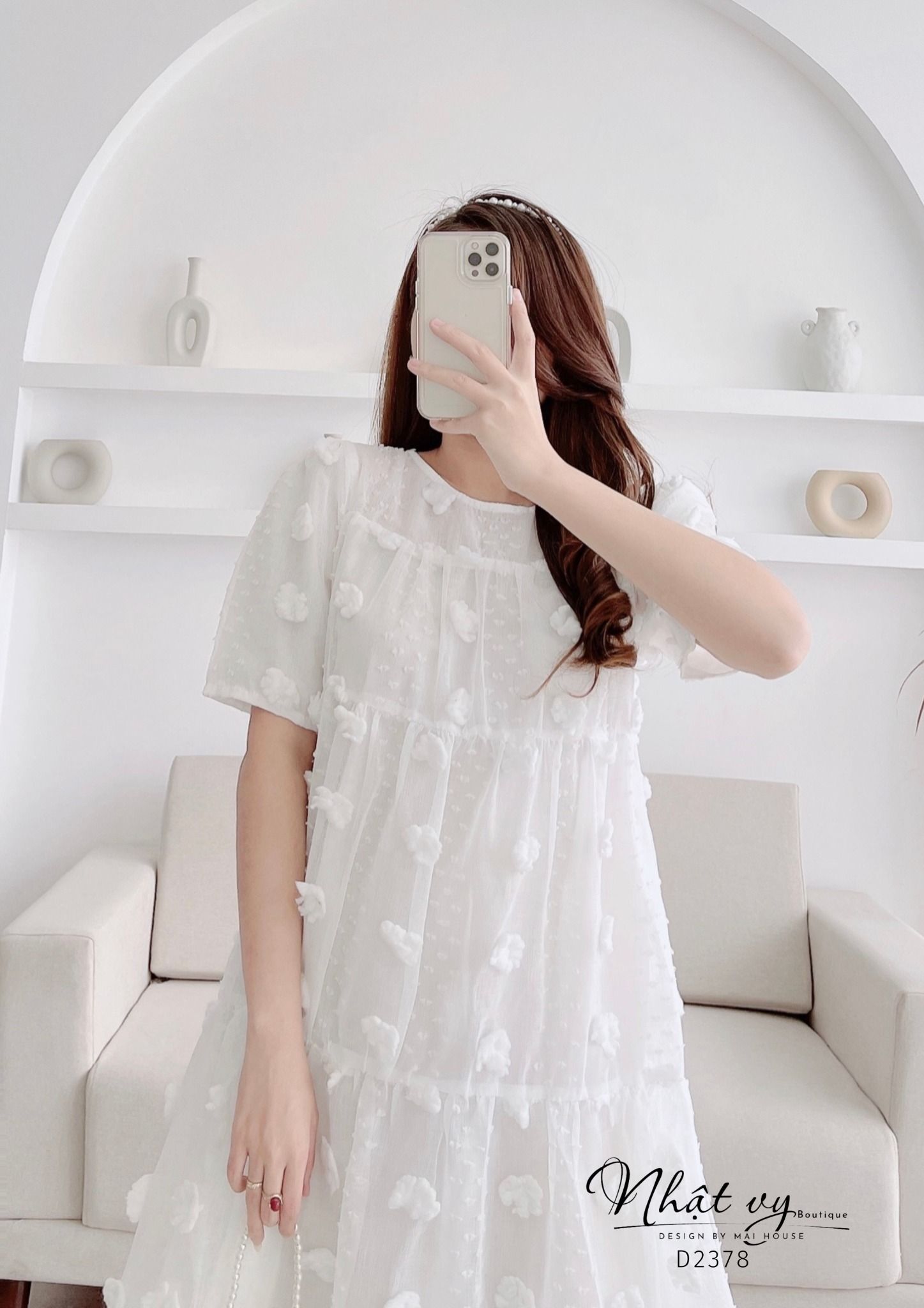  Đầm babydoll tiểu thư dáng xoè - D2378 