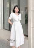  Đầm dáng xoè cổ vuông cách điệu thắt nơ ngực - D2451 