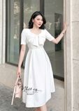  Đầm dáng xoè cổ vuông cách điệu thắt nơ ngực - D2451 