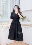  Đầm tay phồng cổ V kiểu dáng bo chun - D2457 