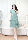  Đầm babydoll đuôi cá cổ tròn tay bo thun - D2475 