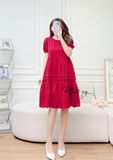  Đầm babydoll đuôi cá cổ tròn tay bo thun - D2475 