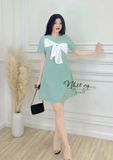  Đầm cổ tròn phối nơ ngực kiểu dáng đơn giản - D2479 