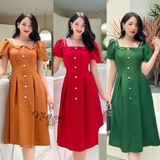  Đầm xoè cổ vuông cách diệu phối bèo đính ngọc - D2495 