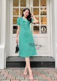  Đầm suông có eo cổ V cách điệu đính nơ liền - D2497 