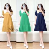  Đầm suông phối cổ bèo xếp ly gấu - D2500 