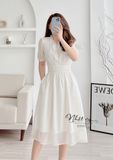  Đầm cổ tim viền bèo eo bo chun - D2503 